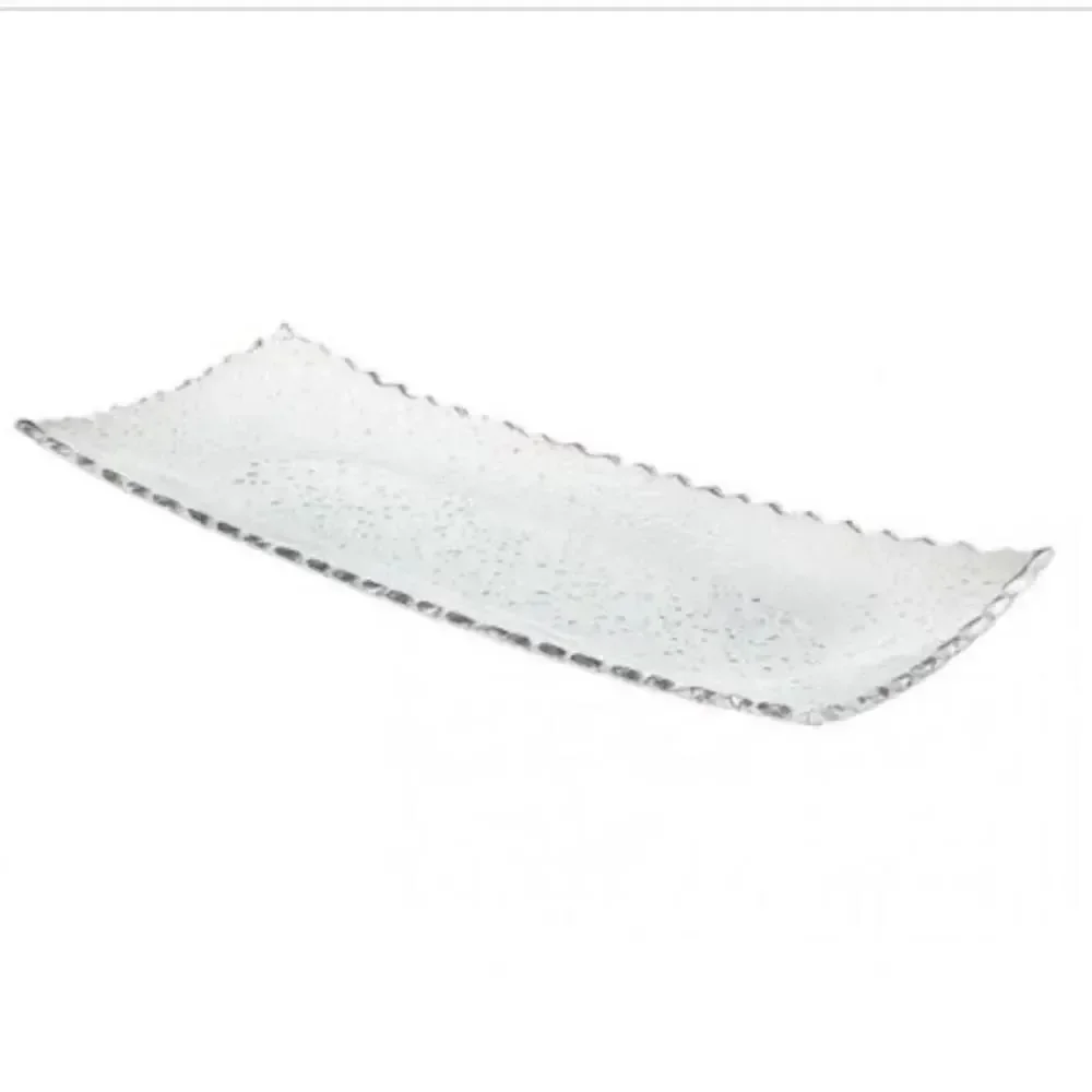 Godinger Crystal Tray 14 X16 with Silver Band - Silver